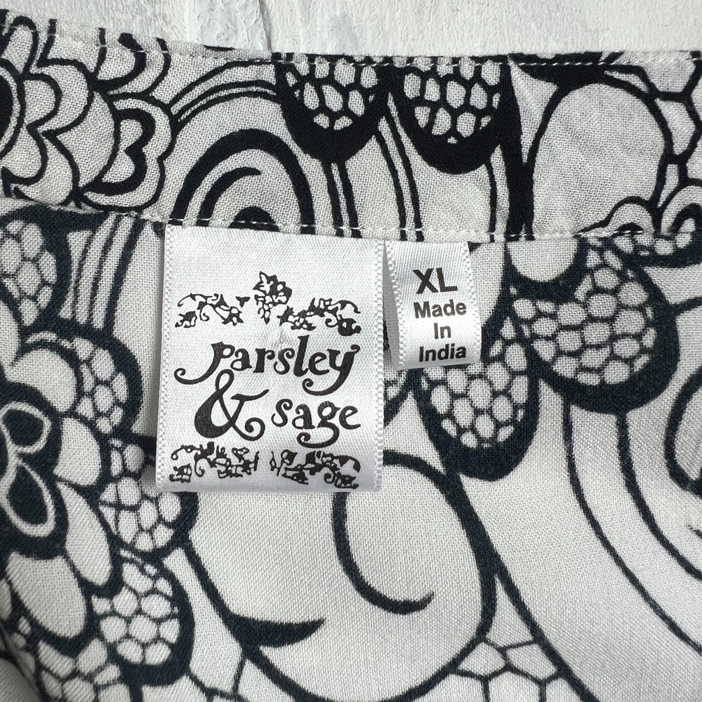 Parsley & Sage Dress Womens XL Colorful Floral Patchwork Swing Boho Button Eliza - Picture 11 of 13